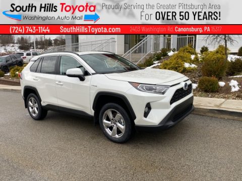 Blizzard White Pearl Toyota RAV4 XLE AWD Hybrid.  Click to enlarge.