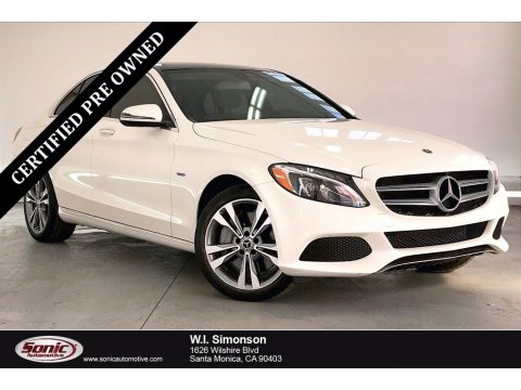 designo Diamond White Metallic Mercedes-Benz C 350e Plug-in Hybrid Sedan.  Click to enlarge.