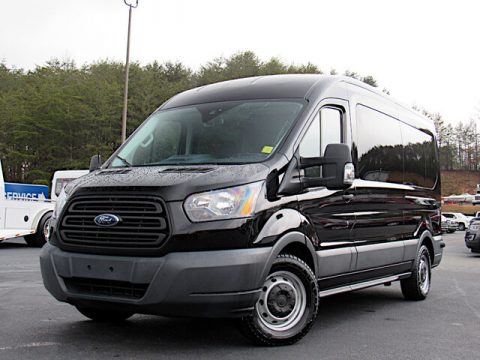 Shadow Black Ford Transit Wagon XLT 350 MR Long.  Click to enlarge.