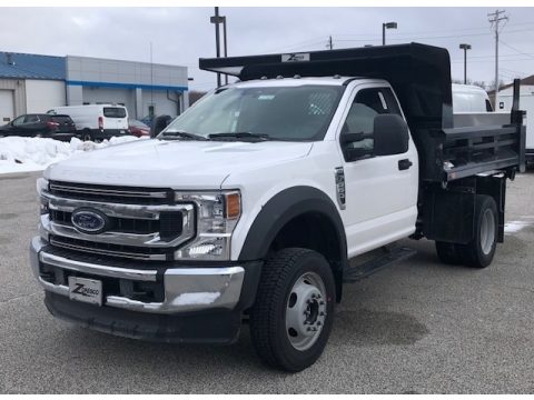 Oxford White Ford F550 Super Duty XL Crew Cab Chassis Dump Truck.  Click to enlarge.