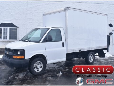 Summit White Chevrolet Express Cutaway 3500 Moving Van.  Click to enlarge.