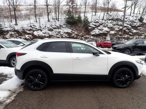 Snowflake White Pearl Mica Mazda CX-30 Turbo Premium AWD.  Click to enlarge.