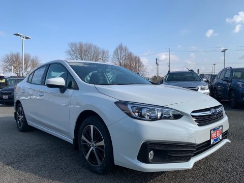 Crystal White Pearl Subaru Impreza Premium Sedan.  Click to enlarge.