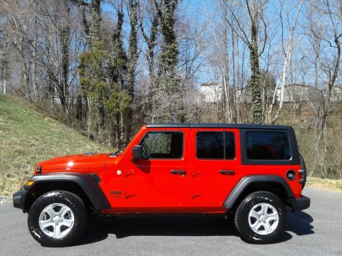 Firecracker Red Jeep Wrangler Sport 4x4 Right Hand Drive.  Click to enlarge.
