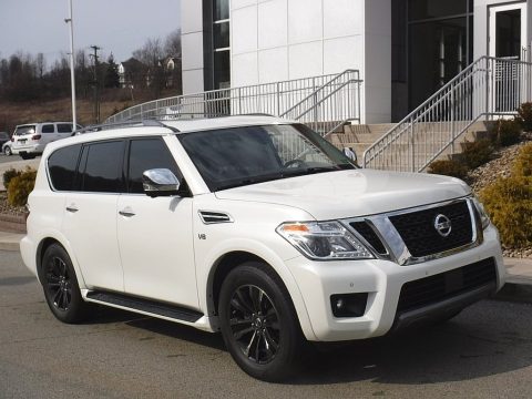 Pearl White Tricoat Nissan Armada Platinum 4x4.  Click to enlarge.
