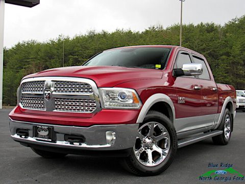 Deep Cherry Red Crystal Pearl Ram 1500 Laramie Long Horn Crew Cab 4x4.  Click to enlarge.
