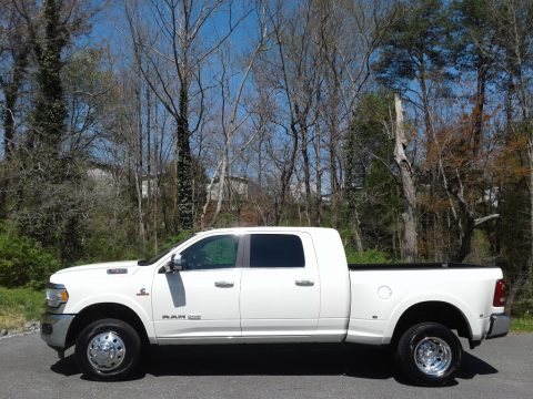 Pearl White Ram 3500 Limited Longhorn Mega Cab 4x4.  Click to enlarge.