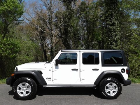 Bright White Jeep Wrangler Unlimited Sport 4x4 Right Hand Drive.  Click to enlarge.