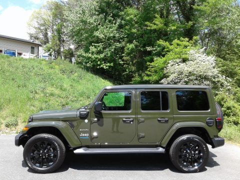 Sarge Green Jeep Wrangler Unlimited Sahara 4xe Hybrid.  Click to enlarge.