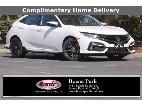 Platinum White Pearl Honda Civic Sport Touring Hatchback.  Click to enlarge.
