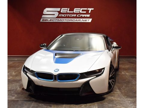 Crystal White Pearl Metallic BMW i8 Roadster.  Click to enlarge.