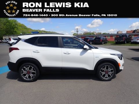 Clear White Kia Seltos S Turbo AWD.  Click to enlarge.