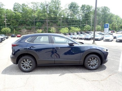 Deep Crystal Blue Mica Mazda CX-30 AWD.  Click to enlarge.
