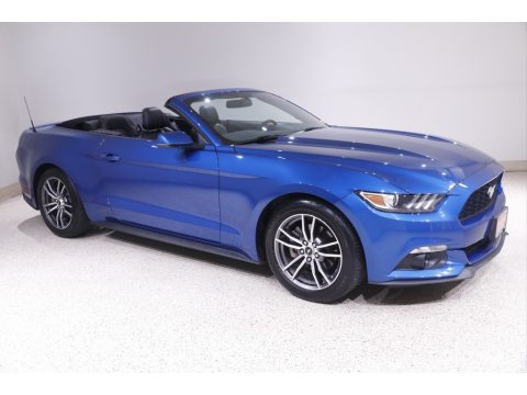 Lightning Blue Ford Mustang EcoBoost Premium Convertible.  Click to enlarge.
