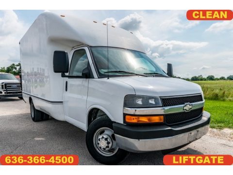 Summit White Chevrolet Express Cutaway 3500 Commercial Moving Van.  Click to enlarge.