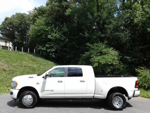 Pearl White Ram 3500 Limited Longhorn Mega Cab 4x4.  Click to enlarge.
