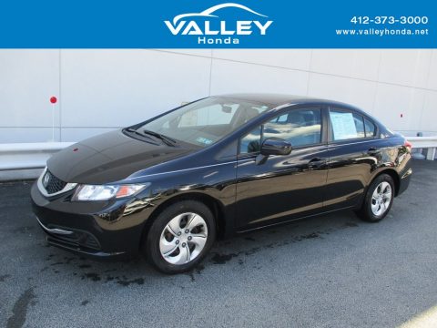 Crystal Black Pearl Honda Civic LX Sedan.  Click to enlarge.