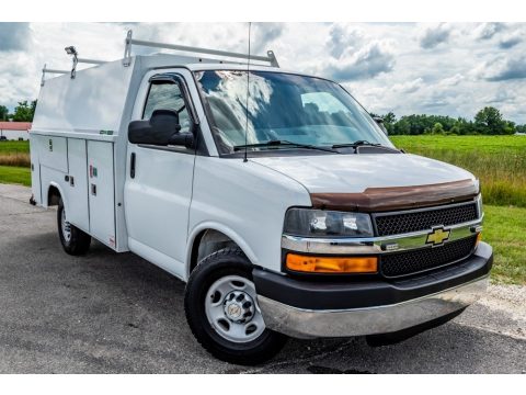 Summit White Chevrolet Express Cutaway 3500 Utility Van.  Click to enlarge.