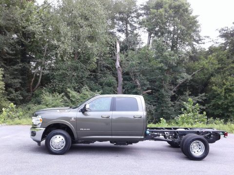 Olive Green Pearl Ram 3500 Laramie Crew Cab 4x4 Chassis.  Click to enlarge.