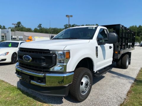 Oxford White Ford F350 Super Duty XL Crew Cab 4x4 Stake Truck.  Click to enlarge.