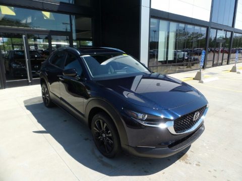 Deep Crystal Blue Mica Mazda CX-30 Turbo AWD.  Click to enlarge.
