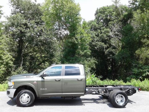 Olive Green Pearl Ram 3500 SLT Crew Cab 4x4 Chassis.  Click to enlarge.