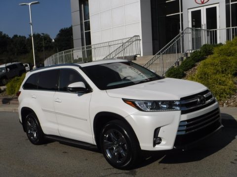 Blizzard Pearl White Toyota Highlander Limited Platinum AWD.  Click to enlarge.
