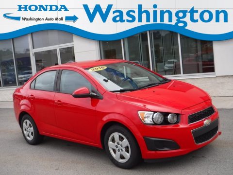 Red Hot Chevrolet Sonic LS Sedan.  Click to enlarge.