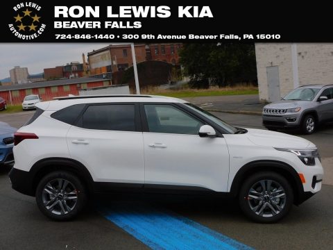 Clear White Kia Seltos S AWD.  Click to enlarge.