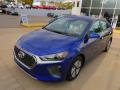Front 3/4 View of 2022 Hyundai Ioniq Hybrid Blue #7