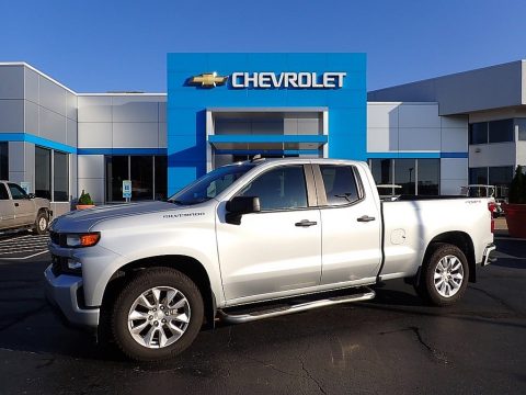 Silver Ice Metallic Chevrolet Silverado 1500 Custom Double Cab 4WD.  Click to enlarge.