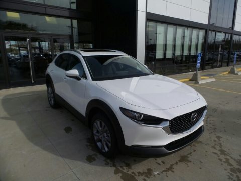 Snowflake White Pearl Mica Mazda CX-30 Premium AWD.  Click to enlarge.