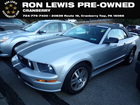 Satin Silver Metallic Ford Mustang GT Premium Convertible.  Click to enlarge.