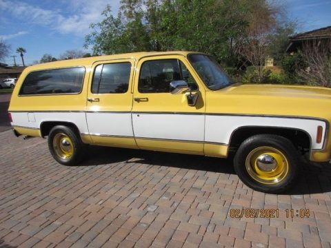 Colonial Yellow Chevrolet Suburban C10 Custom Deluxe.  Click to enlarge.