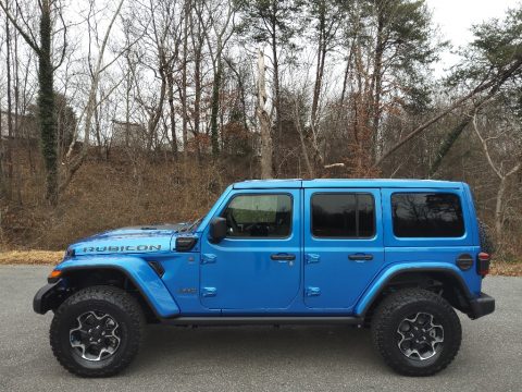 Hydro Blue Pearl Jeep Wrangler Unlimited Rubicon 4xe Hybrid.  Click to enlarge.