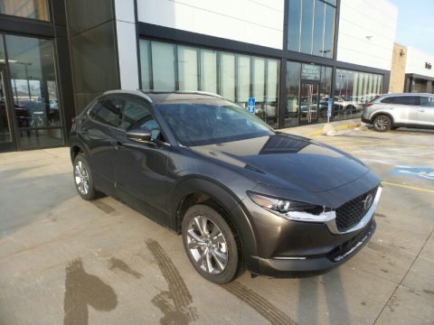 Machine Gray Metallic Mazda CX-30 S Premium AWD.  Click to enlarge.