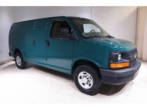 Dark Green Metallic Chevrolet Express 3500 Cargo Van.  Click to enlarge.