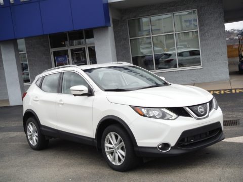 Pearl White Nissan Rogue Sport SV AWD.  Click to enlarge.