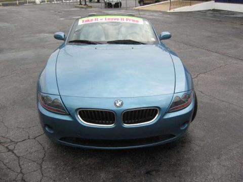 Maldives Blue Metallic BMW Z4 2.5i Roadster.  Click to enlarge.