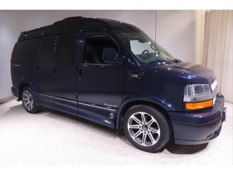 Dark Blue Metallic Chevrolet Express 2500 Passenger Conversion Van.  Click to enlarge.