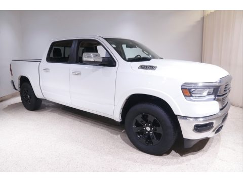 Ivory White Tri-Coat Pearl Ram 1500 Laramie Crew Cab 4x4.  Click to enlarge.