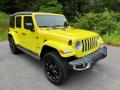 Front 3/4 View of 2022 Jeep Wrangler Unlimited Sahara 4XE Hybrid #4