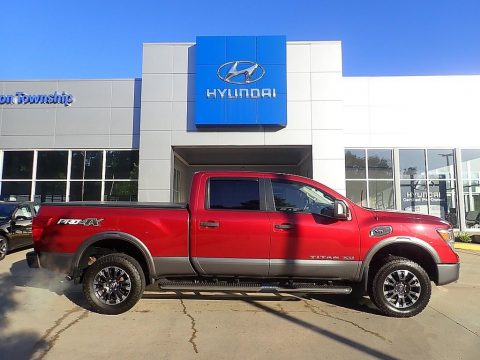 Cayenne Red Nissan TITAN XD PRO-4X Crew Cab 4x4.  Click to enlarge.