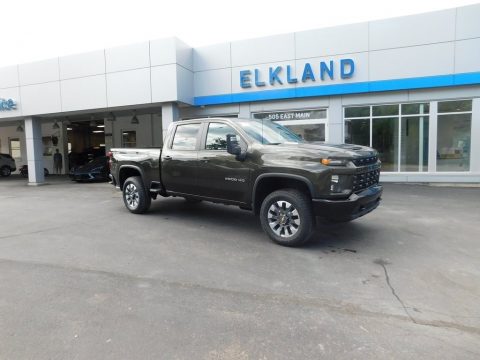 Greenstone Metallic Chevrolet Silverado 2500HD Custom Crew Cab 4x4.  Click to enlarge.