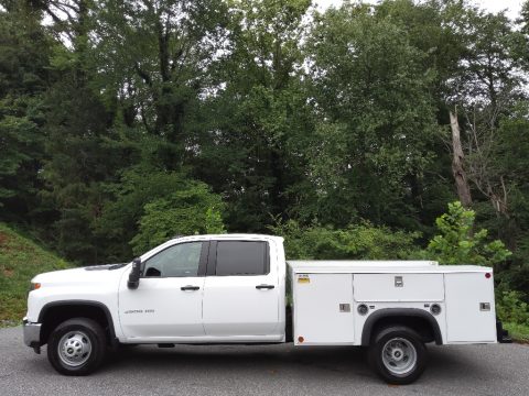 Summit White Chevrolet Silverado 3500HD Work Truck Crew Cab Chassis.  Click to enlarge.
