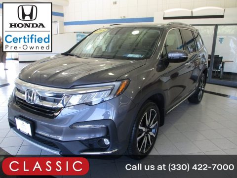 Modern Steel Metallic Honda Pilot Touring AWD.  Click to enlarge.