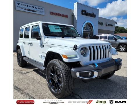 Bright White Jeep Wrangler Unlimited Sahara 4XE Hybrid. Click to enlarge. Bright White Jeep Wrangler Unlimited Sahara 4XE Hybrid. Click to enlarge.