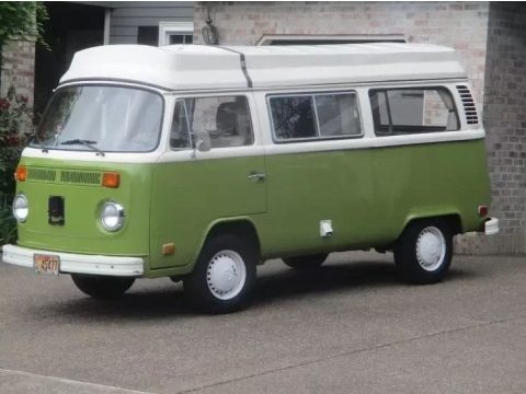 Sage Green Volkswagen Bus T2 Campmobile.  Click to enlarge.