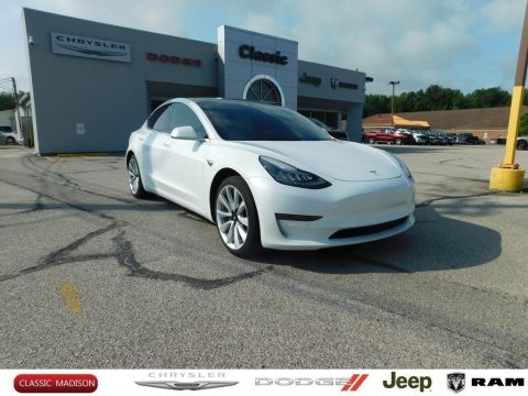 Pearl White Multi-Coat Tesla Model 3 Long Range AWD.  Click to enlarge.