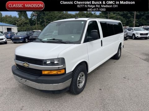 Summit White Chevrolet Express 3500 Passenger LT.  Click to enlarge.